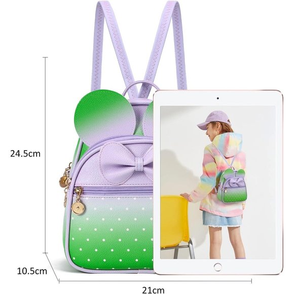 Bowknot Polka Dot Mini Backpack And Convertible Shoulder Bag Purse for Women - Picture 2 of 7